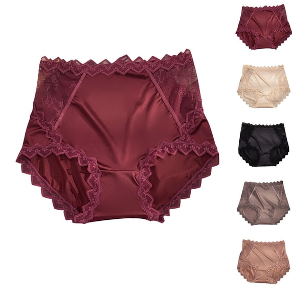 Seamless Cotton Underwears for Womens Lace Abdomen Mid-rise Waist And Hip Lift Comfortable Body Breathable Underwear Briefs