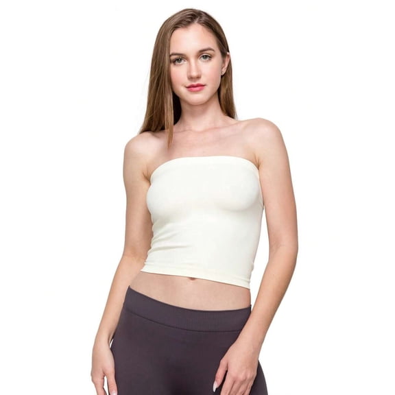 Seamless Cream Tube Crop Top for Women