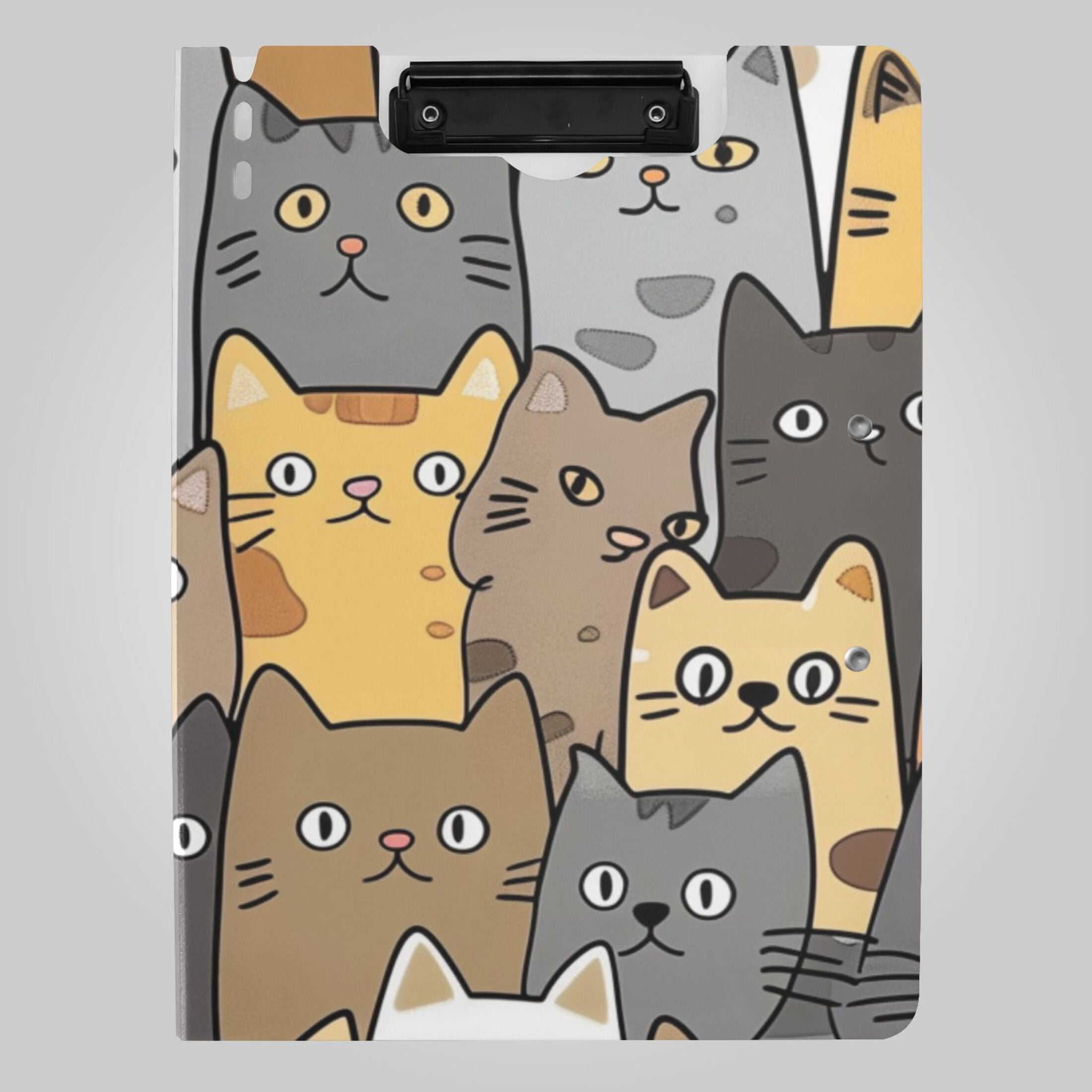 Seamless Cute Cat Faces Foldable Binder Folder Clipboard with Pen Slot ...