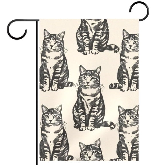 Seamless Cute Cats Pattern Double Sided Garden Flag Decorative Weather Resistant Yard Flag, Large DIY Vertical Flag for Farmhouse Patio Lawn, 28x40 Inch