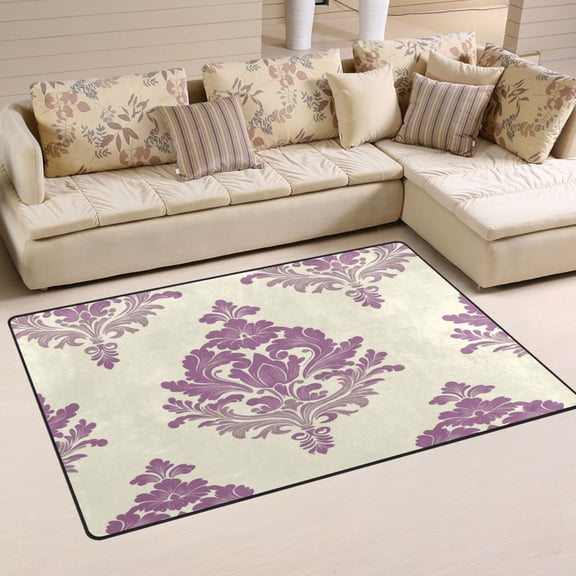 Seamless Damask Pattern Soft Polyester Area Rug 31''x20'', Non Slip, Memory Foam, Water Absorbent