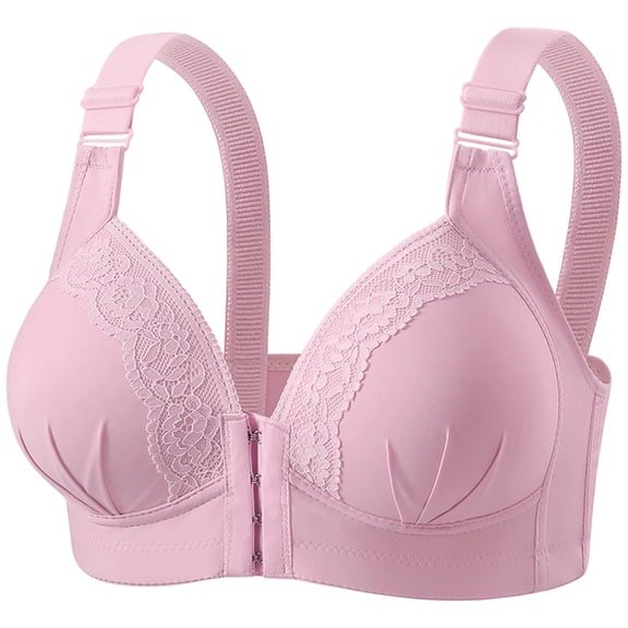 Seamless Everyday Bras - Ladies Solid Color No Steel Ring Push Up Everyday Bra Pink 40