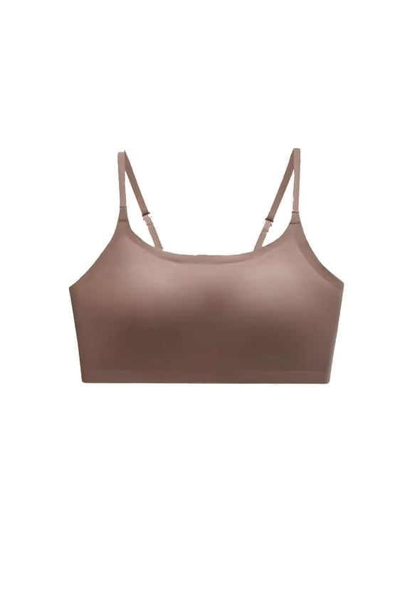 Seamless Everyday Bras - Women's Color Seamless Wide Shoulder Sports Bra - No Steel Ring Gathered Back Support Large Bust Concealing Bra Coffee S