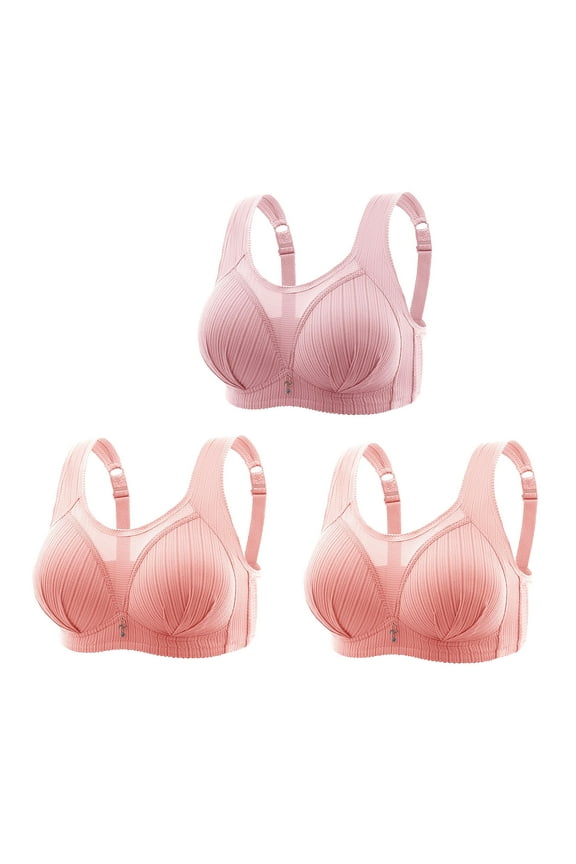 Seamless Everyday Bras for Women Mesh Sheer Comfy Breathable Push-up Bras 3 Pack Full-coverage Wirefree Daily Bralettes