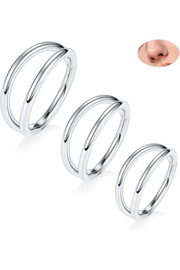 Seamless Fine Nose Hoop Rings 316L Surgical Steel Double Cartilage Helix Conch Piercing Jewelry Ear Hoop Earrings Septum Jewelry Septum Clicker Ring Daith Rook Tragus Lip Jewelry 6mm to 12mm[g450]