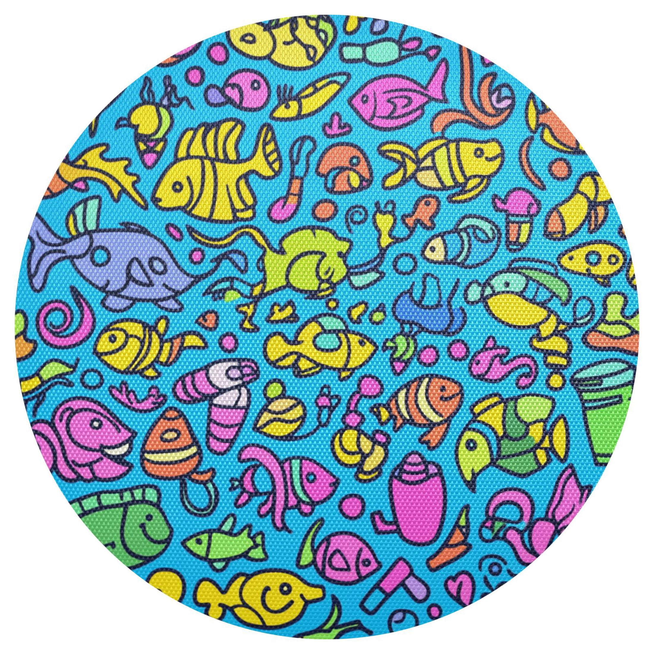 Seamless Fish Pattern 4-Piece 15.4in Heat-Proof PVC Plate Mats, Easy ...