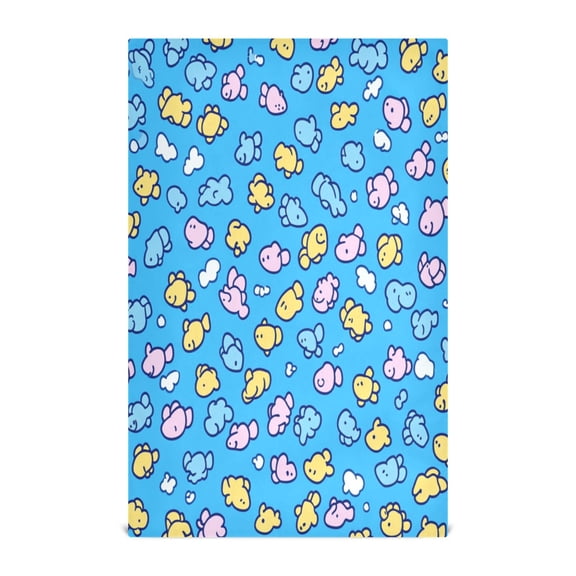 Seamless Fish Pattern Design Decorative Waffle Towel Kitchen Dishcloth 28x18in Multi-Use Tea Towel