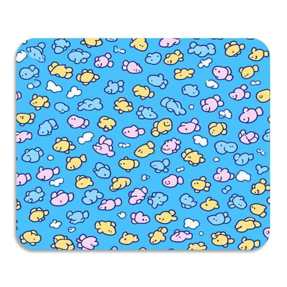 Seamless Fish Pattern Design Diatomaceous Earth Water Absorbent Mat, Anti-Slip Rubber Backing, 15.7" x 11.8"
