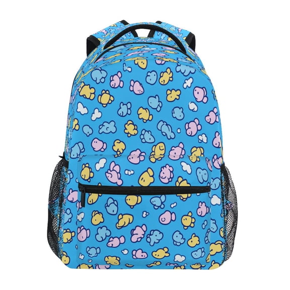 Seamless Fish Pattern Design Stylish Large Backpack 15L Self-Standing Durable Twill for School, Office and Travel Use