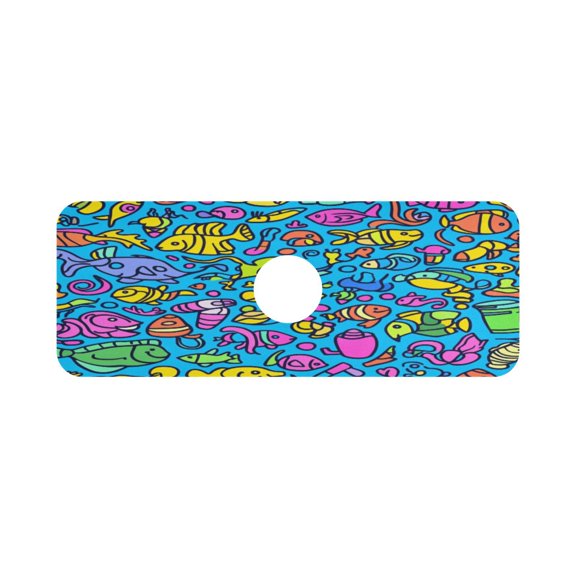 Seamless Fish Pattern Single Compact Faucet Drying Pad 14.7x5.4in Absorbent Mat for Small Sinks, Vanity Countertops