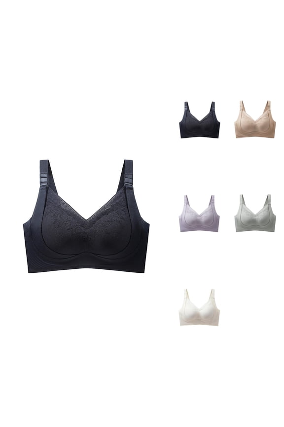 Seamless Fixed Cup Non-Wire Support Bra – Adjustable Comfort Lifting Design for Sagging, Everyday Wear with Back Muscle Support