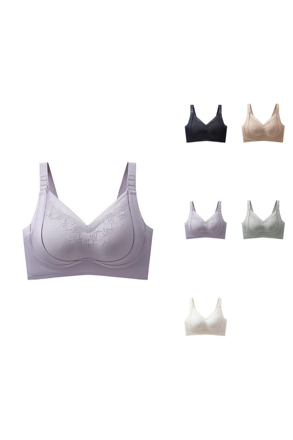 Seamless Fixed Cup Non-Wire Support Bra – Adjustable Comfort Lifting Design for Sagging, Everyday Wear with Back Muscle Support