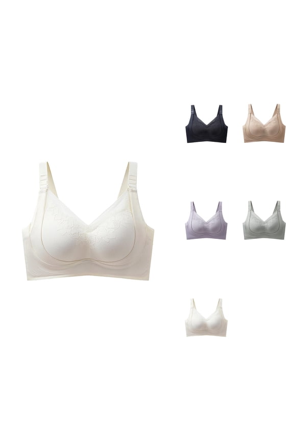 Seamless Fixed Cup Non-Wire Support Bra – Adjustable Comfort Lifting Design for Sagging, Everyday Wear with Back Muscle Support