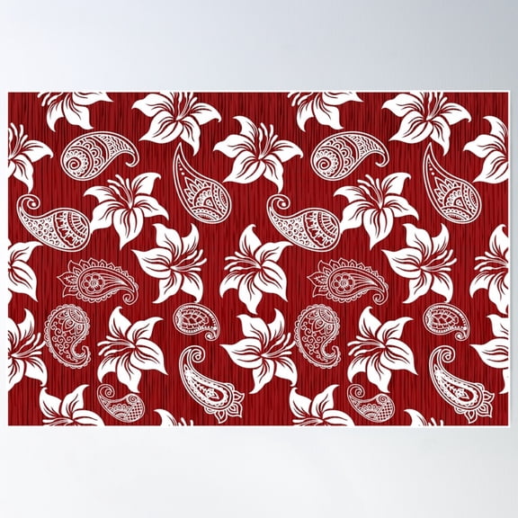 Seamless Floral Pattern, Ethnic Aztec Textile Design. Poster Wall Art, Modern Wall Decor For Living Room Bedroom, 12x18 UNFRAMED