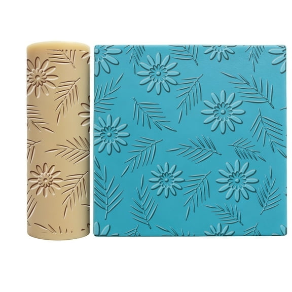 Seamless Floral Texture Embossing Roller for Polymer Clay Crafting