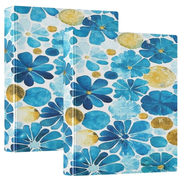 Seamless Flowers Pattern 12.4x10.6in PVC Round Ring Binder, D-Ring 3-Hole, Metal Clip, 200 Sheets