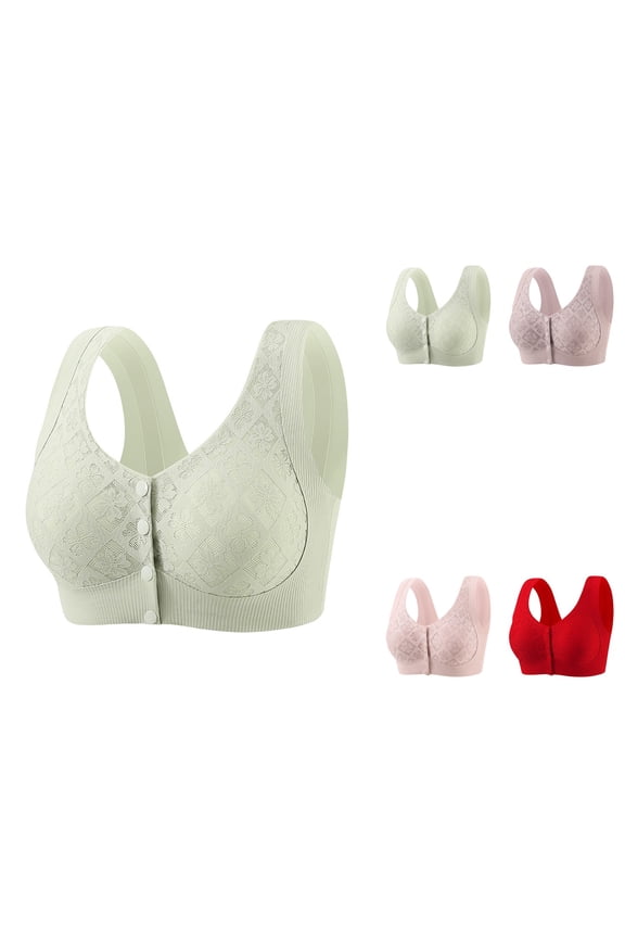 Seamless Front Closure Wireless Bralette – Lightweight, Soft Support, Lightly Padded V-Neck for Daily Wear & Low-Impact Activities