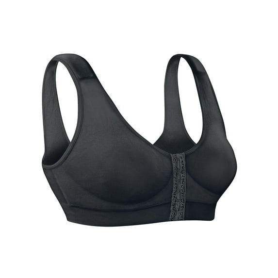 Seamless Front Hook Comfort Bra, Black, Large