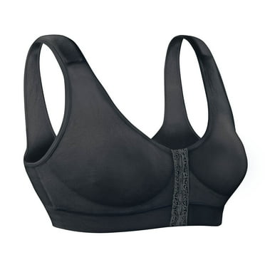 Seamless Front Hook Comfort Bra, Size 42 Black