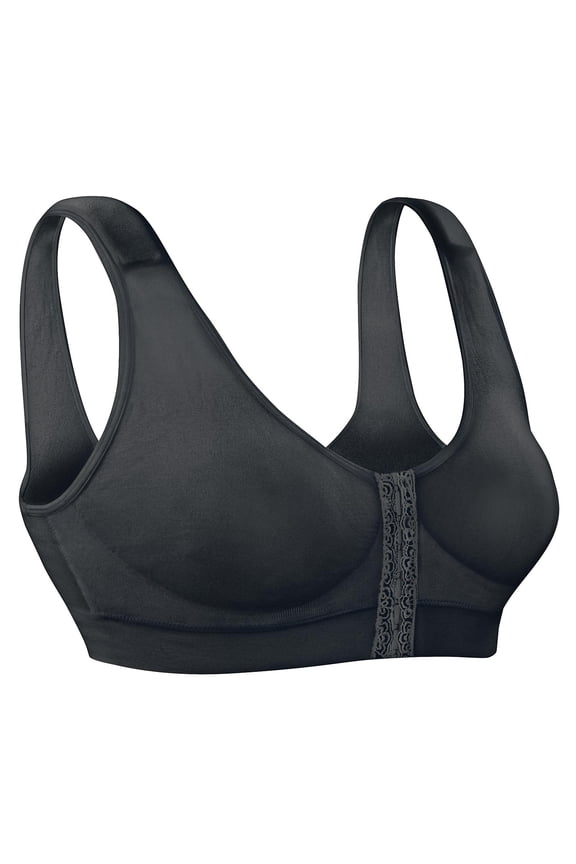 Seamless Front Hook Comfort Bra, Size 42 Black