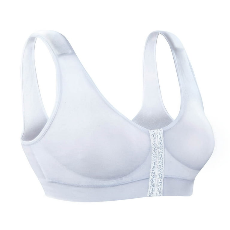 Seamless Front Hook Comfort Bra, Size 42 White 