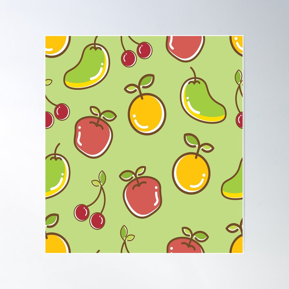 Curated visual reference: Fresh Look at Seamless Fruits Pattern Poster Wall Art Modern Wall Decor For