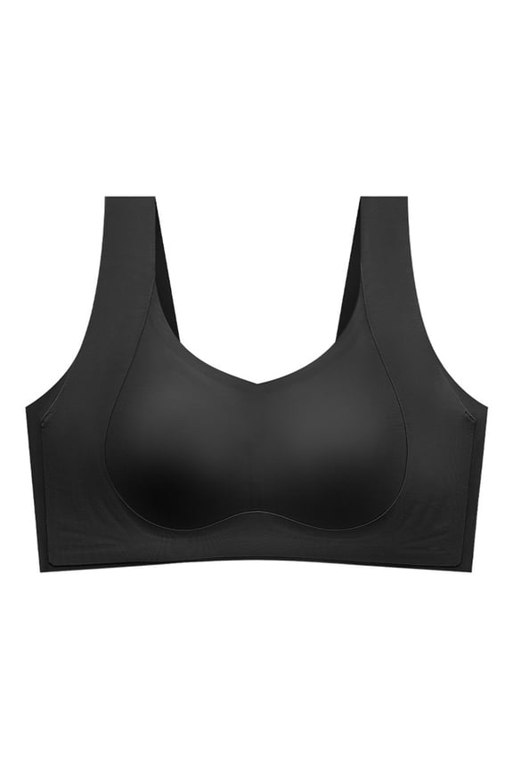 Seamless Full Coverage T Shirt Bra with Side Support and Wireless Comfort for Everyday Wear, XXL, Black