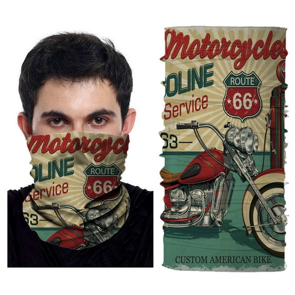 Seamless Full Face Tube Bandanas Multifunctional Headwear Balaclava Mask Neck Gaiter, US Route 66 2