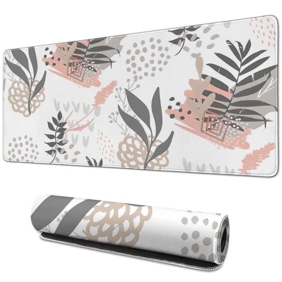 Seamless Gameplay with Large Gaming Mouse Pad - Abstract Art Design, Waterproof, Non-Slip - Ideal for Office Laptop - Modern Boho Leaves Pattern - Extended Desk Mousepad - 31.5 X 11.8 Inch