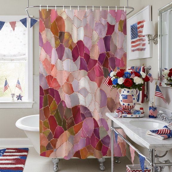 Seamless Glass Shard Pattern Shower Curtain for Bathroom, Abstract Broken Tile Print Waterproof Shower Curtains Washable Quick Dry with Hooks Bathtub Curtains 36x72IN