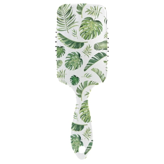 Seamless Green Watercolor Tropical Leaves on White Background Air Cushion Comb Hairbrush Prevent static Snag Tangle for Women Ladies Detaining Separating Shaping Wavy Curly Straight Hair