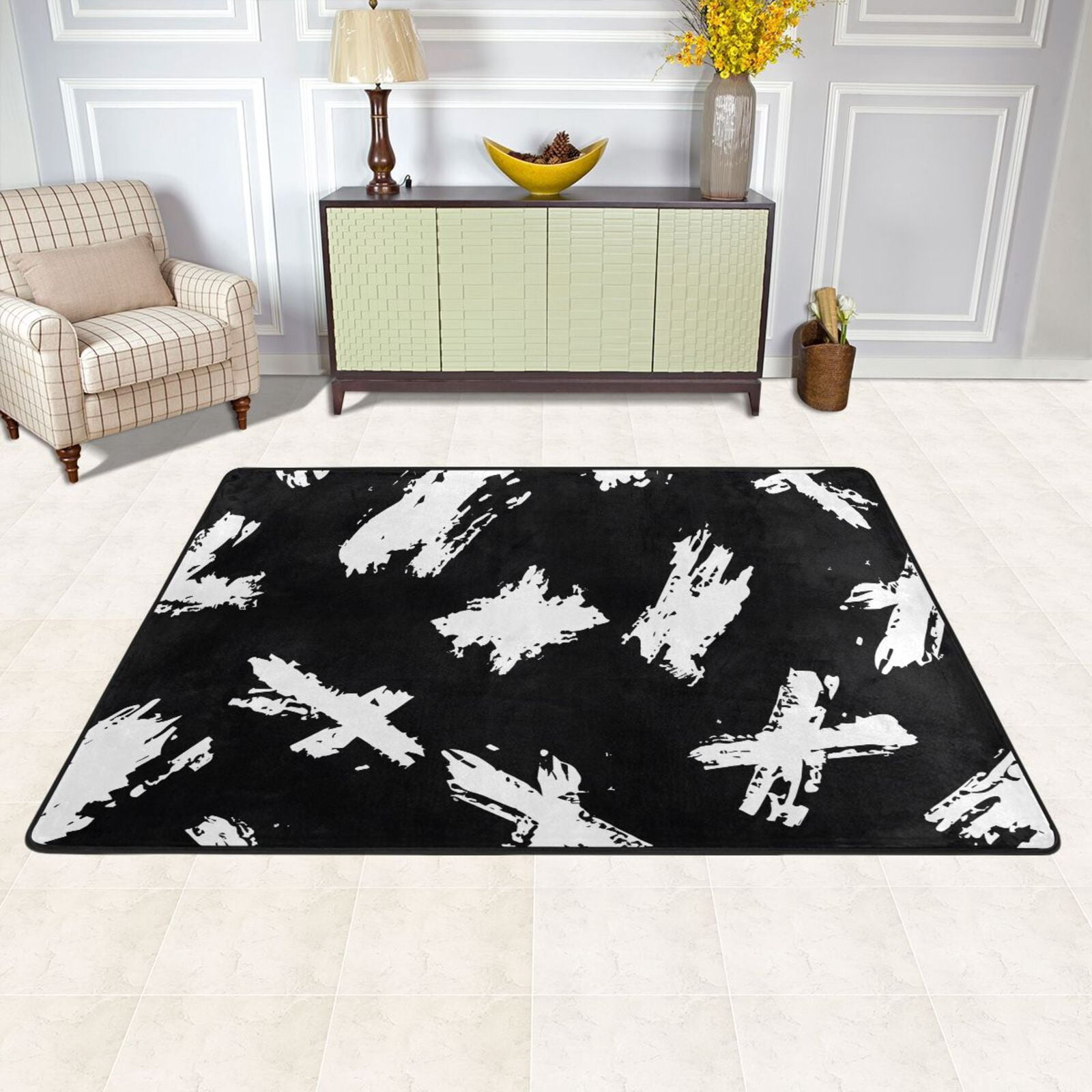 Markered Rug Seamless Hand Drawn Pattern Dot Art Area Rug Washable 72 x 48 Floor ...