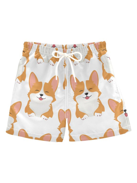 Seamless Happy Dogs Cartoon Swim Trunks Board Shorts Beach Pants Bathing Bottoms 5T