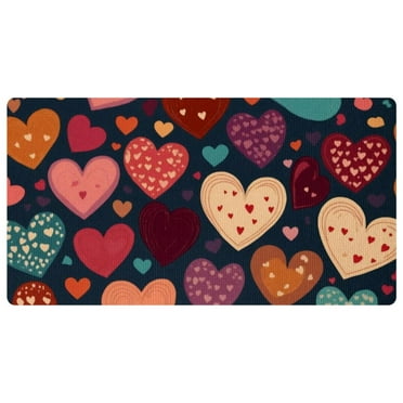 Seamless Hearts Pattern Cushioned Kitchen Mat 15.7"x29.5", Anti Fatigue Comfort Kitchen Floor Mats Heavy Duty Standing Mat for Sink, Laundry, Office