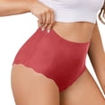 thumbnail image 1 of Seamless High Waist Breathable Invisible Briefs Thongs for Women Red M, 1 of 2