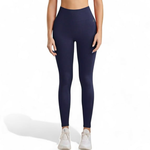 Seamless High Waist Compression Leggings - Small, Navy