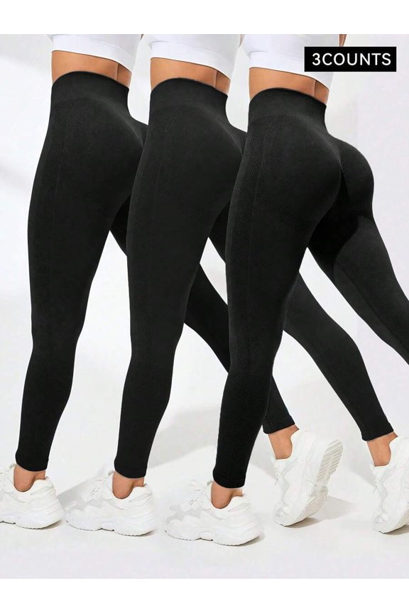 Seamless High-Waist Leggings Set, Multicolor, 3-Pack, Activewear