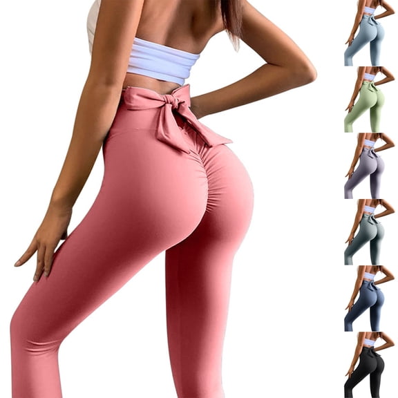 Seamless High Waist Workout Leggings for Women with Bow Detail Flexible Yoga Training Pants