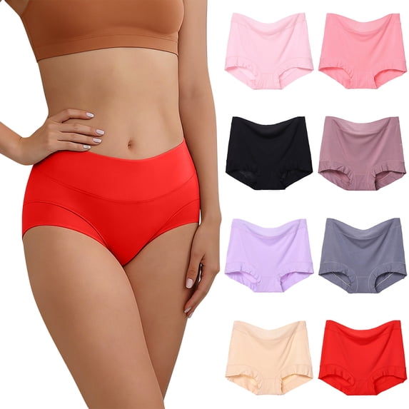 Seamless High Waisted Boy Shorts for Women, Plus Size Tummy Control Breathable Underwear, High Elastic Soft Comfort Panties, 1-Pack