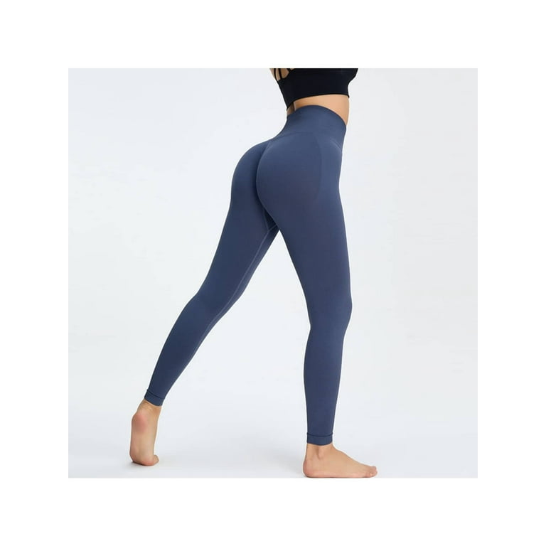 Seamless High Waisted Solid Color Yoga Pants, Women's Scrunch Butt