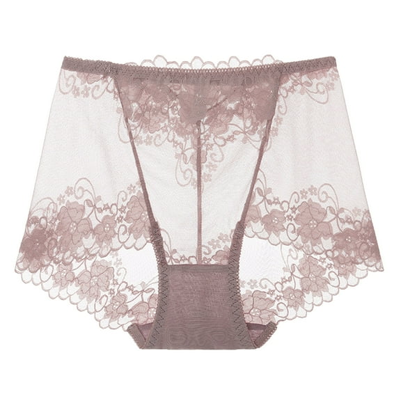 Seamless High Waisted Thong Panty With Lace Jacquard For Women Underwear See Through Panties