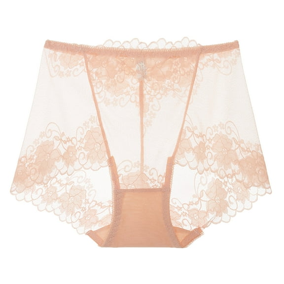 Seamless High Waisted Thong Panty With Lace Jacquard For Women Underwear See Through Panties