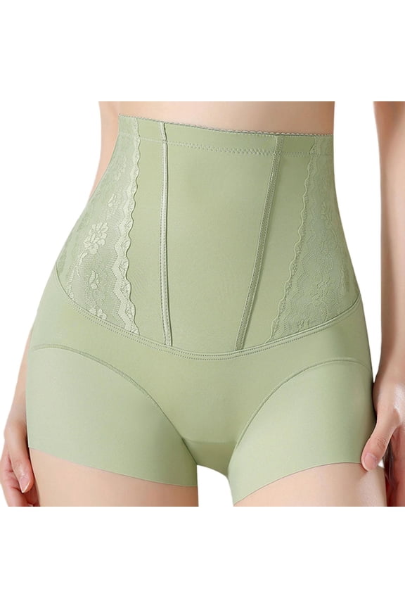 Seamless High Waisted Tummy Control Shapewear Briefs Womens Butt Lifting Breathable No Show Underwear Everyday Firming Panties Light Green M to XXXL,Size M