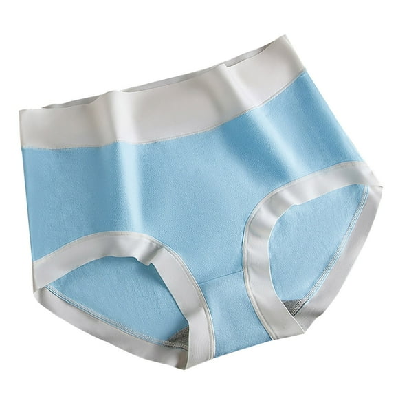 Seamless High Waisted Underwear for Women Women's Cotton Underwear, Laides Lightweight & Breathable Panties, Mid-Waist Soft Underpants Briefs, Available in Plus Size Cotton Briefs for Women Blue XL