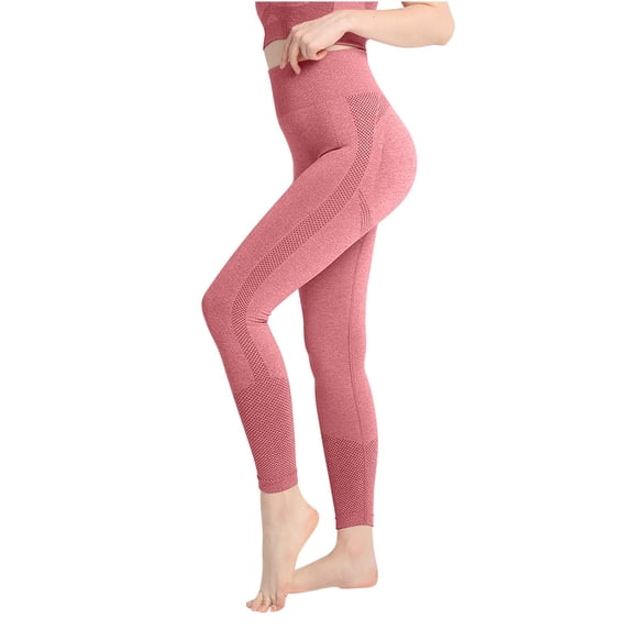 Seamless High Waisted Workout Pants Spandex Butt Lift Yoga Leggings for Women Ankle Length Stretch Sports Trouser (Medium, Hot Pink)