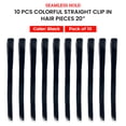 thumbnail image 1 of Seamless Hold 10 PCS Colorful Straight Synthetic Fiber Hair Extension Clip In Hairpieces 20” Inch - Party Highlights Rainbow Hair Accessories for Women Girls - (Black) 10 Pack, 1 of 6