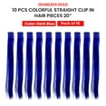 thumbnail image 1 of Seamless Hold 10 PCS Colorful Straight Synthetic Fiber Hair Extension Clip In Hairpieces 20” Inch - Party Highlights Rainbow Hair Accessories for Women Girls - (Dark Blue) 10 Pack, 1 of 6