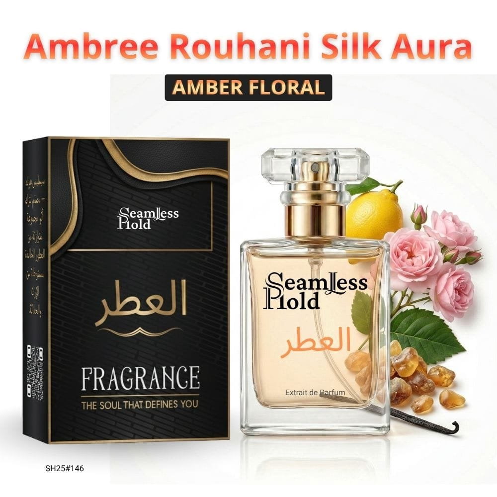 Seamless Hold Ambree Rouhani Silk Aura Amber Rose Patchouli Perfume for Women Parfum | Inspired Luxury Fragrance | Long-Lasting Scent - 1 oz (30 ml)