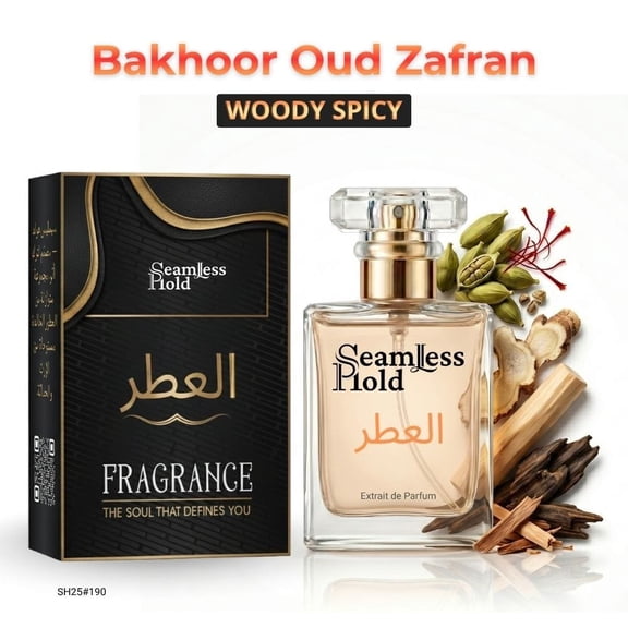 Seamless Hold Bakhoor Oud Zafran Incense Saffron Cardamom Sandalwood Oud Perfume for Men Parfum | Inspired Luxury Fragrance | Long-Lasting Scent - 1 oz (30 ml)