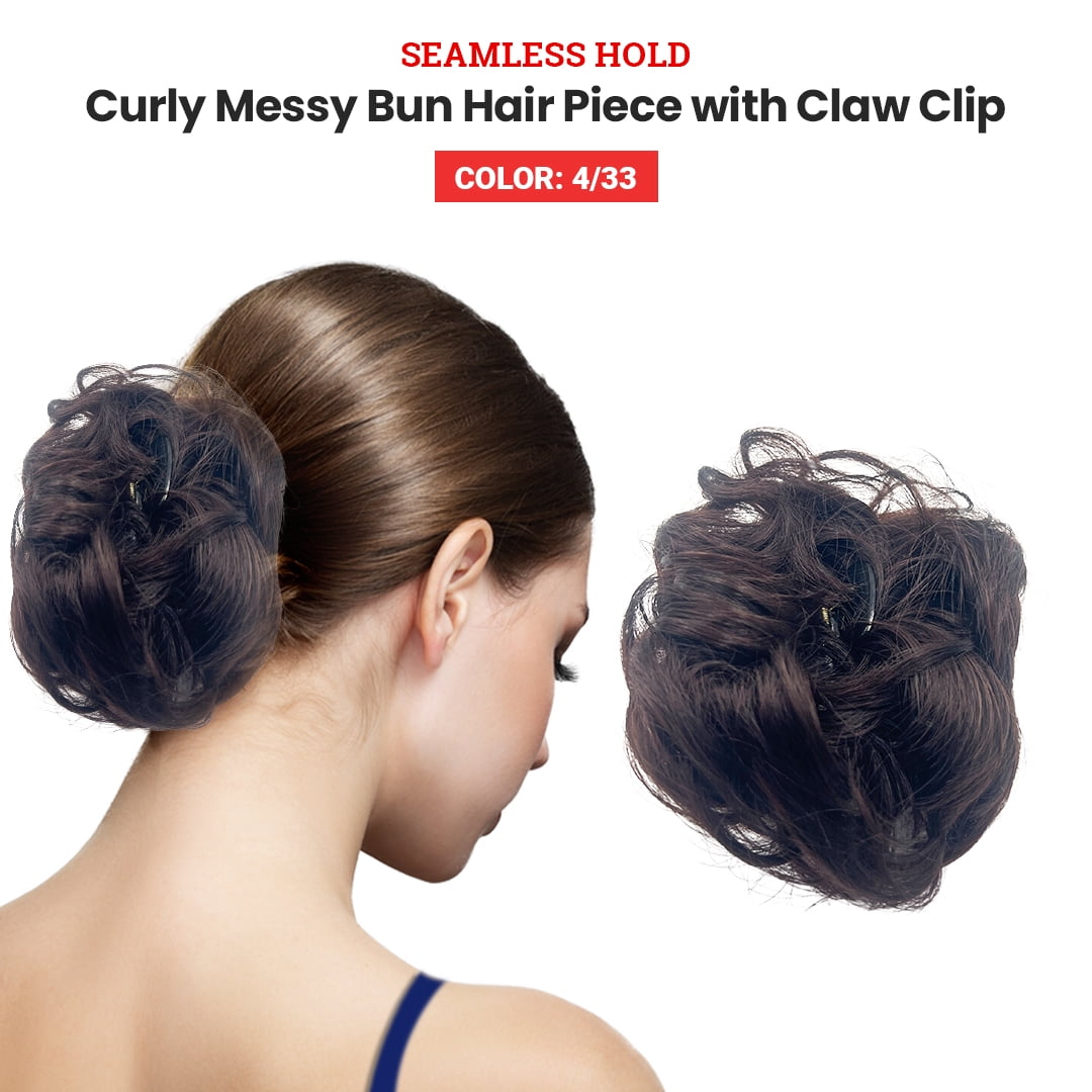 Seamless Hold Curly Messy Bun Hair Piece with Claw Clip  display picture 2